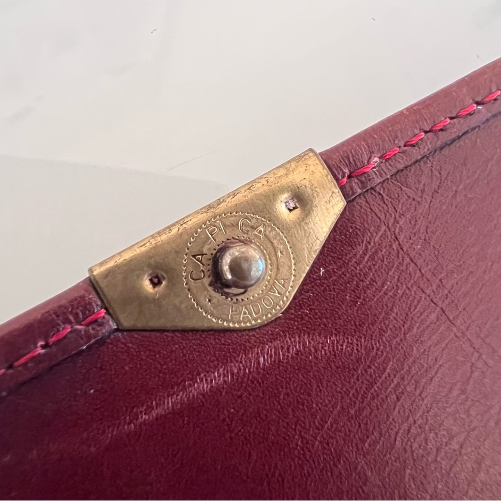 GUCCI Vintage Burgundy Leather Envelope Wallet Clutch Gold Logo - Picture 6 of 15